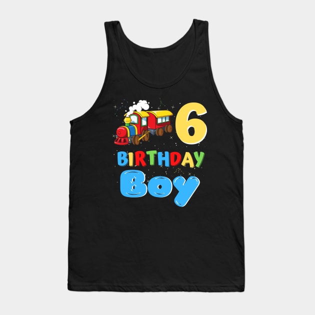 6 Year Old Boy Trains Lover Birthday Gift Tank Top by JustBeSatisfied